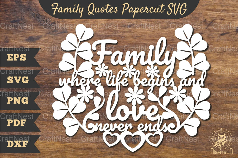 Family Quotes Papercut SVG Bundle - CraftNest - Digital Crafting and Art