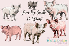 Adorable Farm Pig Clipart Bundle - CraftNest - Digital Crafting and Art