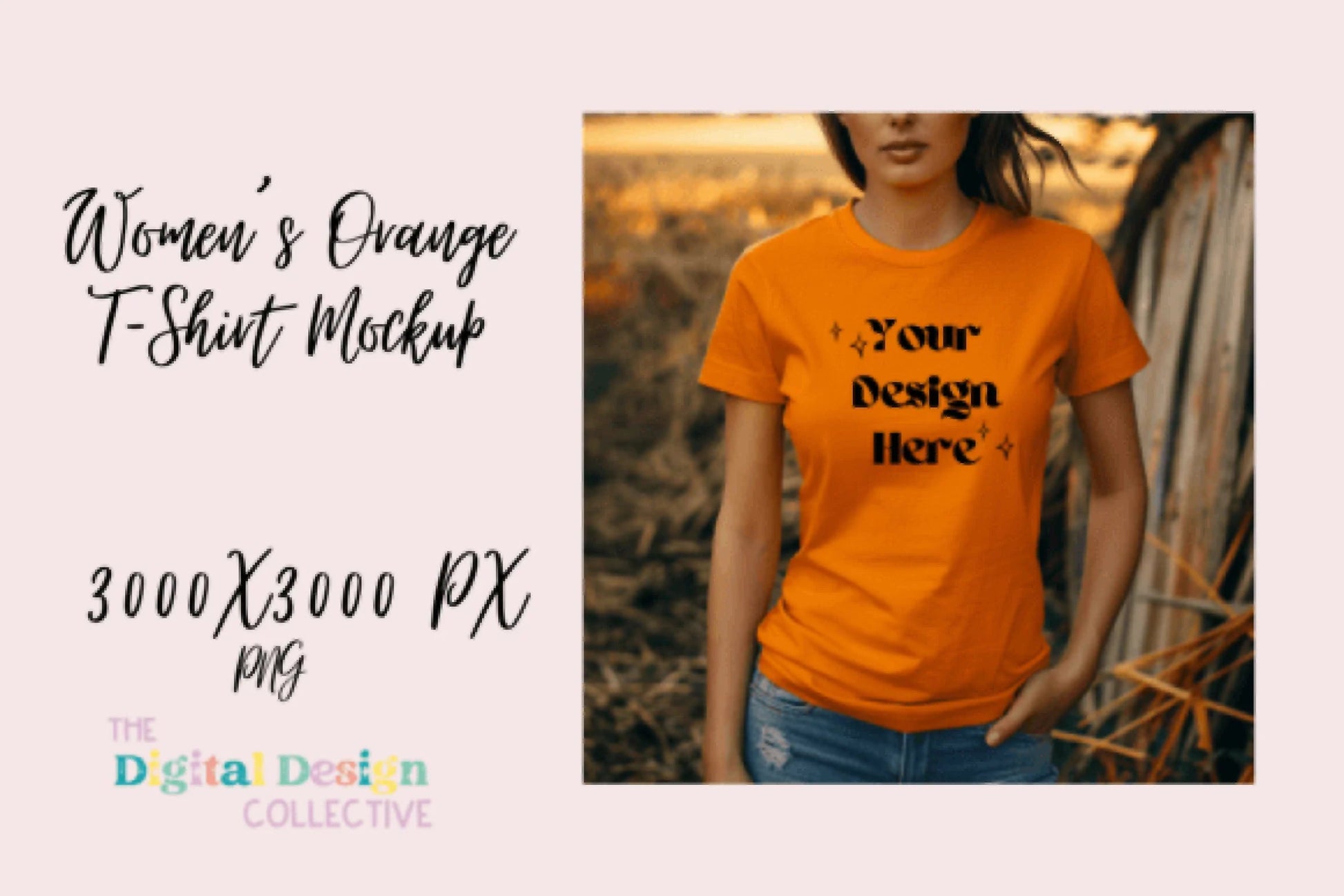 Women's Orange T-shirt Mockup - CraftNest - Digital Crafting and Art