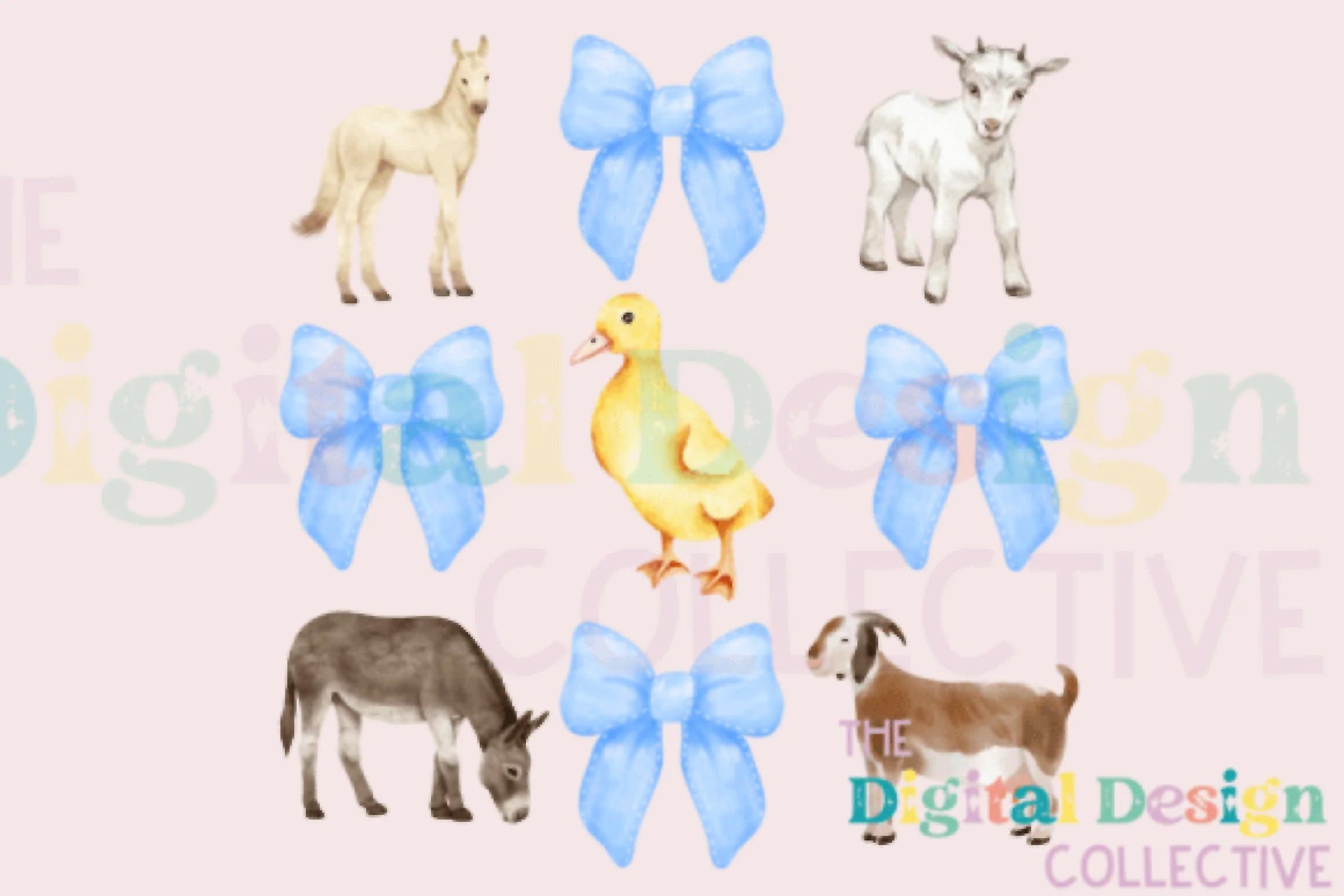 Charming Farm Coquette Clipart Bundle with Farm Animals - CraftNest - Digital Crafting and Art
