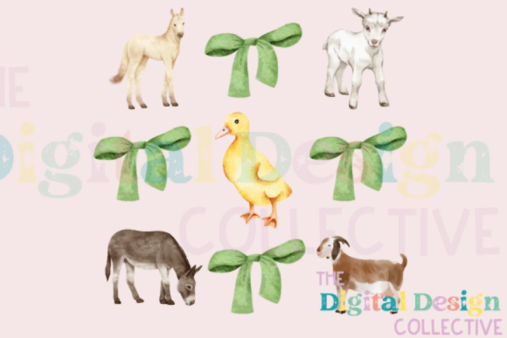 Charming Farm Coquette Clipart Bundle with Farm Animals - CraftNest - Digital Crafting and Art