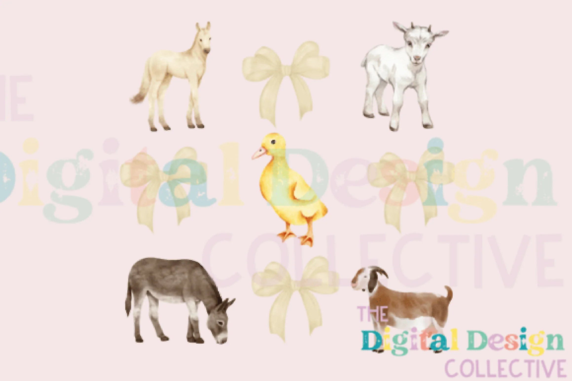 Charming Farm Coquette Clipart Bundle with Farm Animals - CraftNest - Digital Crafting and Art