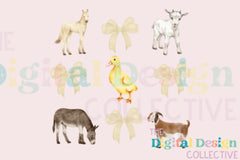 Charming Farm Coquette Clipart Bundle with Farm Animals - CraftNest - Digital Crafting and Art
