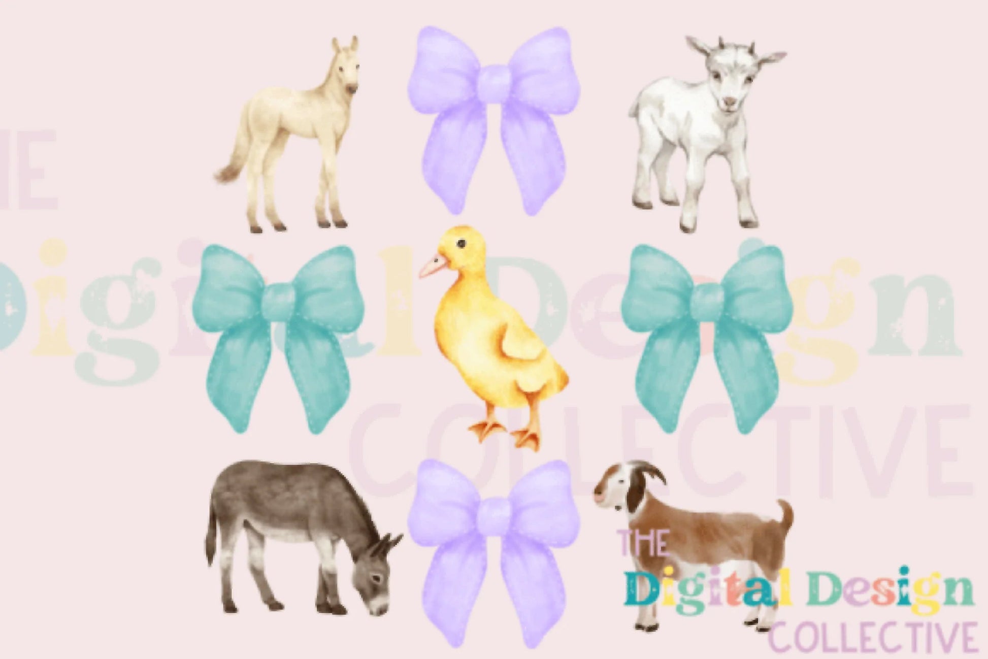 Charming Farm Coquette Clipart Bundle with Farm Animals - CraftNest - Digital Crafting and Art