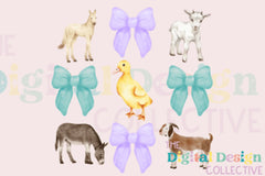 Charming Farm Coquette Clipart Bundle with Farm Animals - CraftNest - Digital Crafting and Art