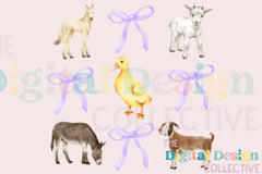 Charming Farm Coquette Clipart Bundle with Farm Animals - CraftNest - Digital Crafting and Art