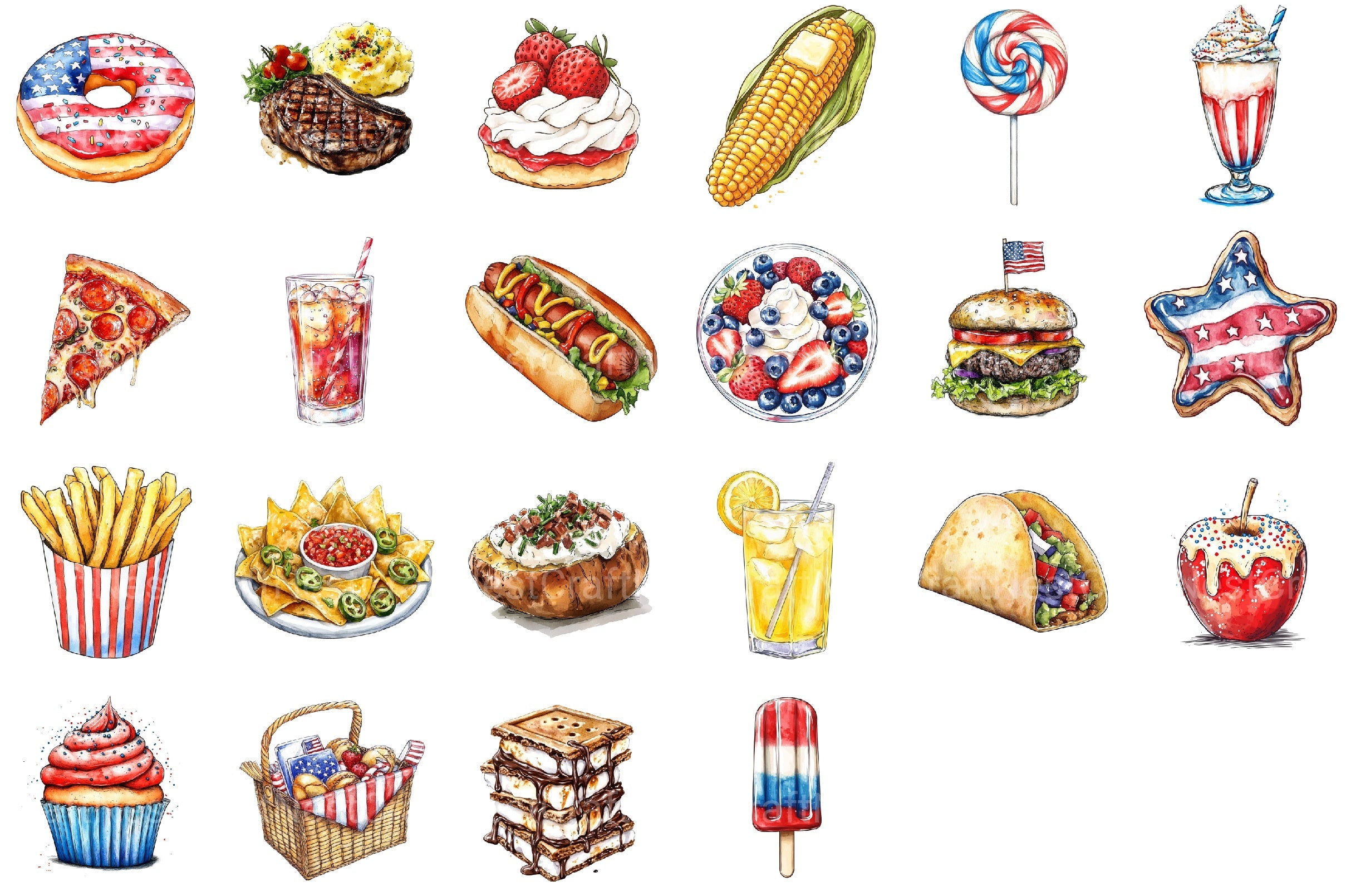 Fast Food For 4th Of July Clipart Bundle 2
