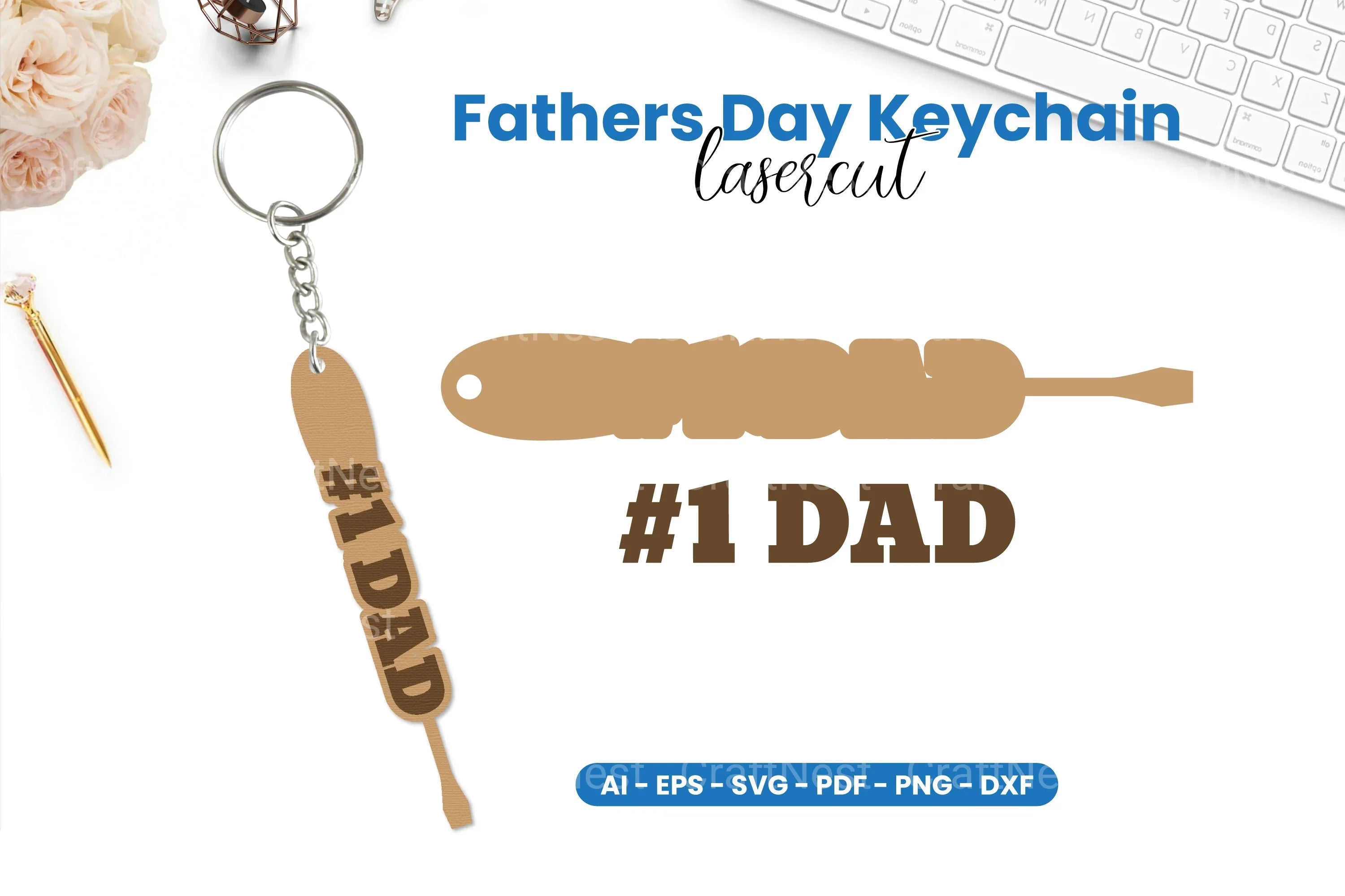 Father's Day Keychain Laser Cut SVG Bundle - CraftNest - Digital Crafting and Art