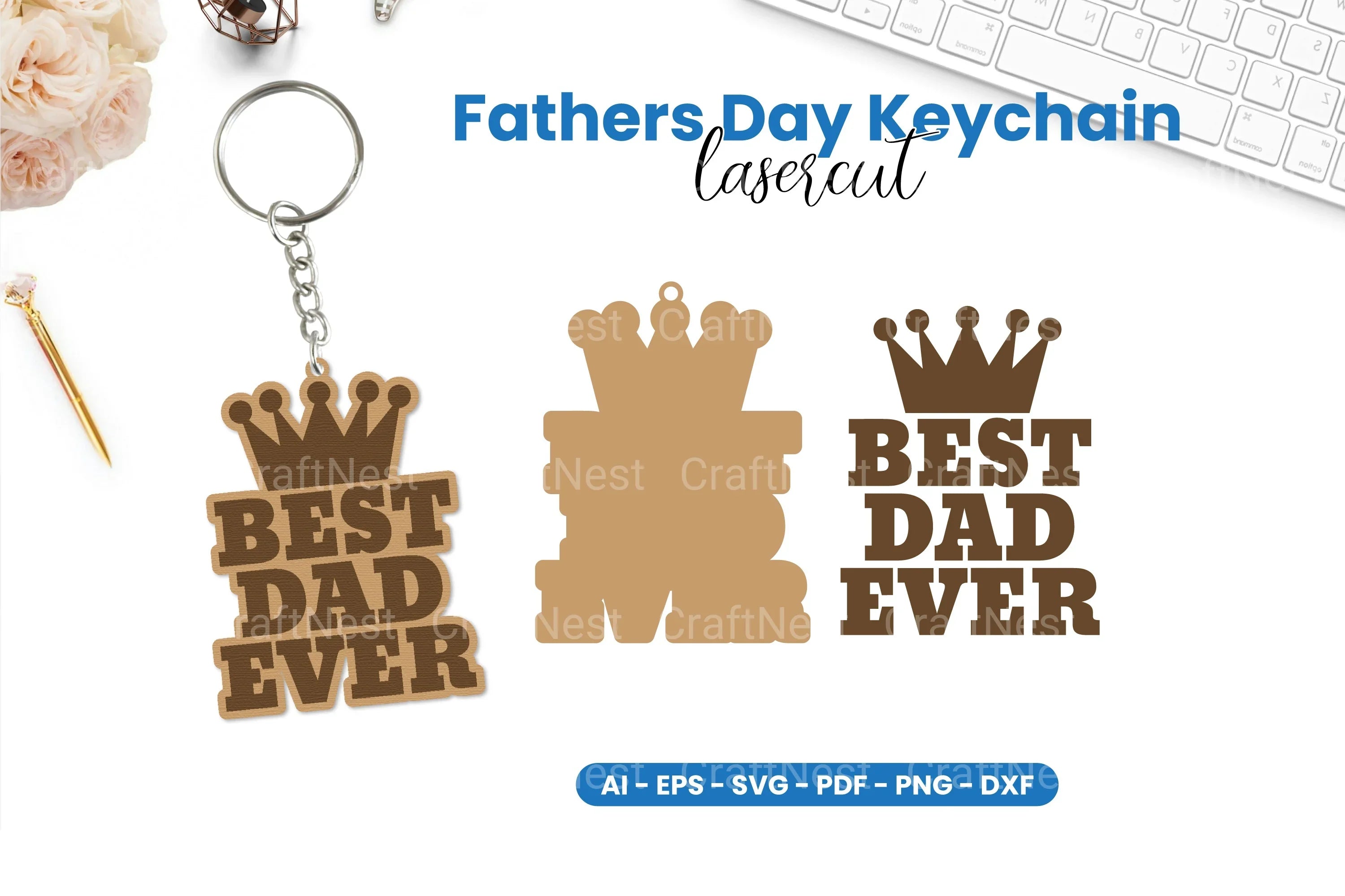 Father's Day Keychain Laser Cut SVG Bundle - CraftNest - Digital Crafting and Art