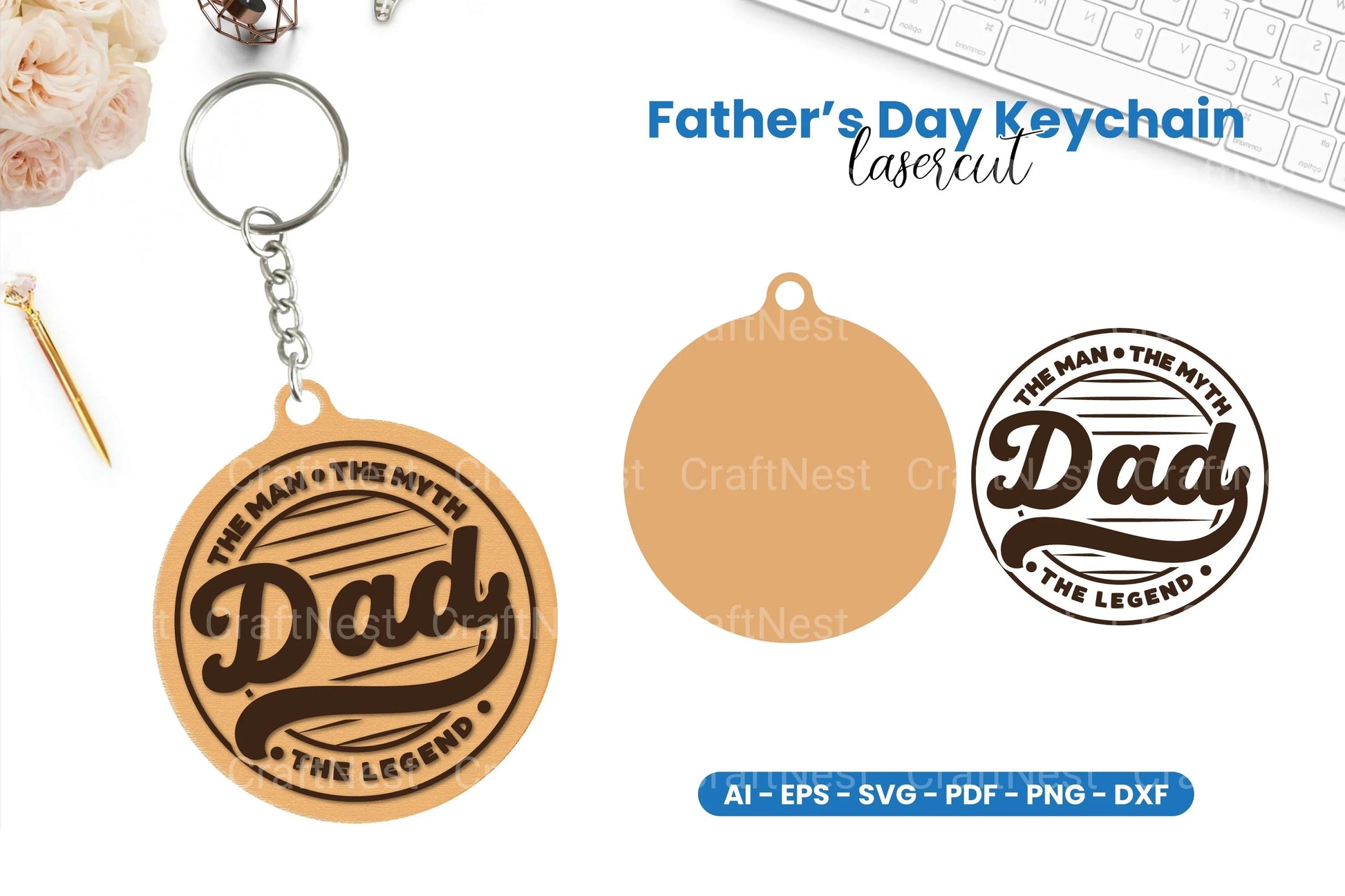 Father's Day Keychain Laser Cut SVG Bundle - CraftNest - Digital Crafting and Art