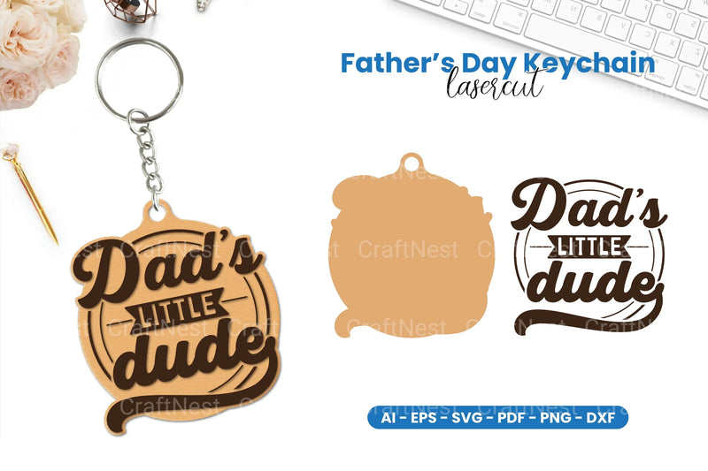 Father's Day Keychain Laser Cut SVG Bundle - CraftNest - Digital Crafting and Art
