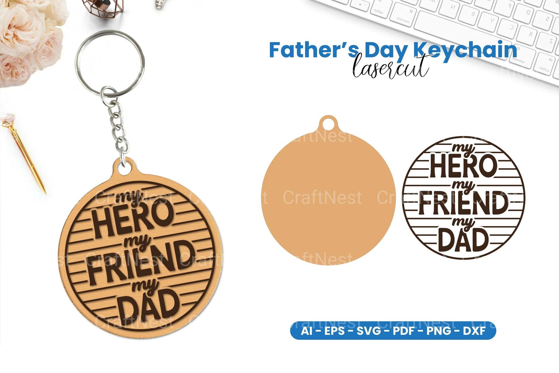 Father's Day Keychain Laser Cut SVG Bundle - CraftNest - Digital Crafting and Art
