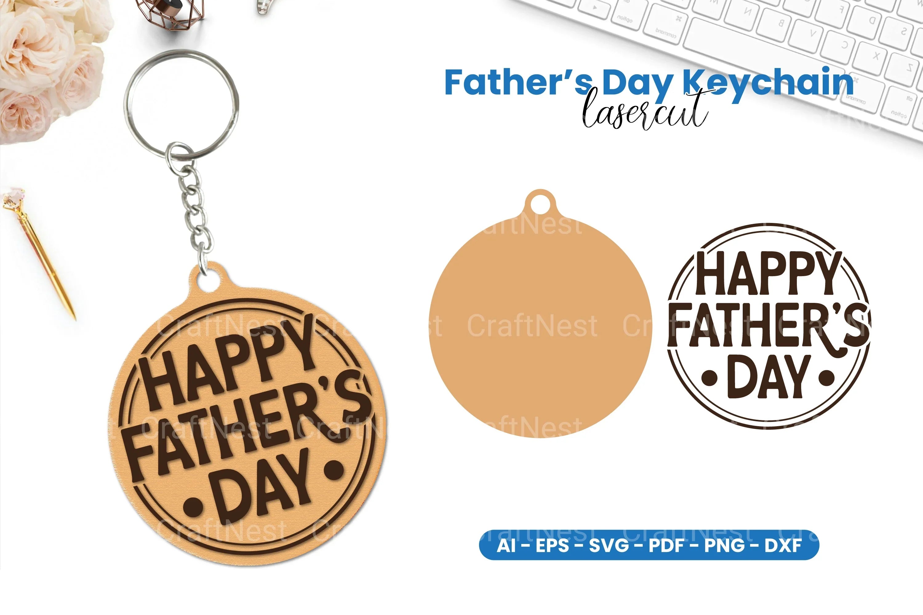 Father's Day Keychain Laser Cut SVG Bundle - CraftNest - Digital Crafting and Art
