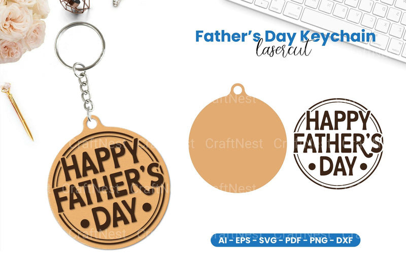 Father's Day Keychain Laser Cut SVG Bundle - CraftNest - Digital Crafting and Art