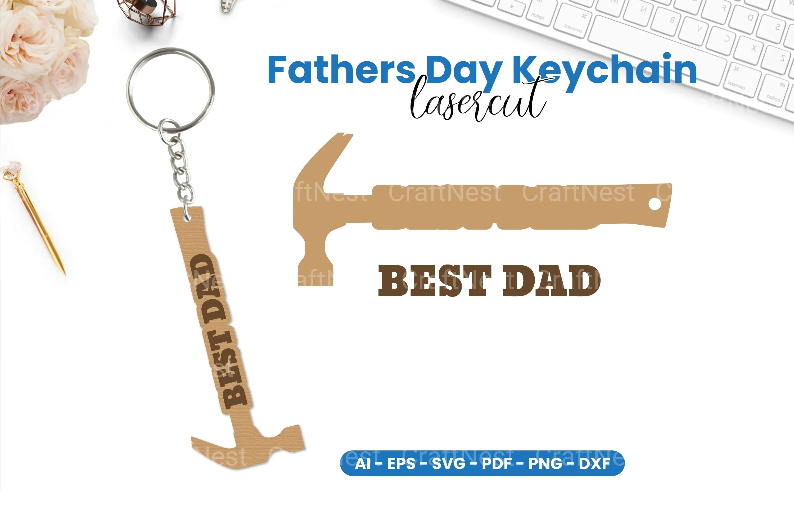 Father's Day Keychain Laser Cut SVG Bundle - CraftNest - Digital Crafting and Art