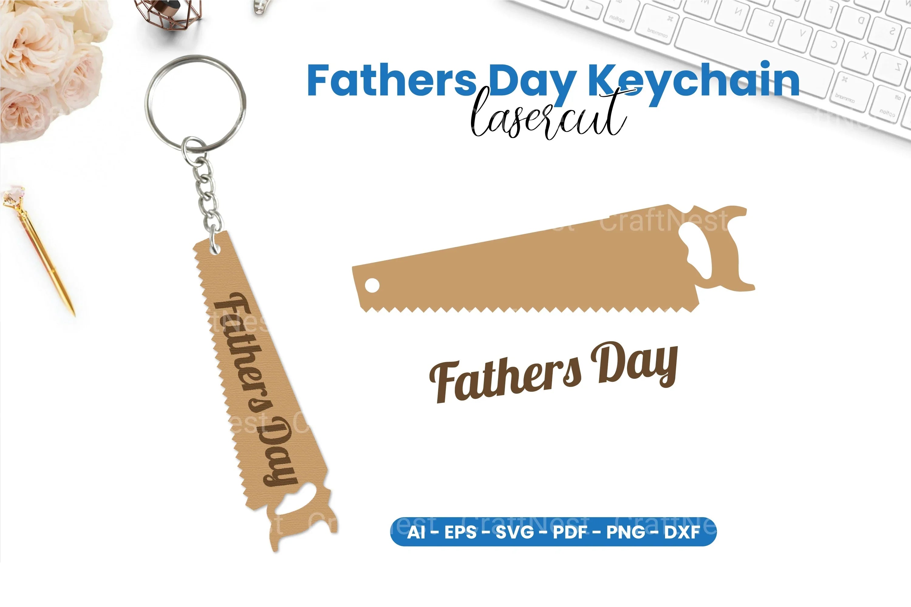 Father's Day Keychain Laser Cut SVG Bundle - CraftNest - Digital Crafting and Art