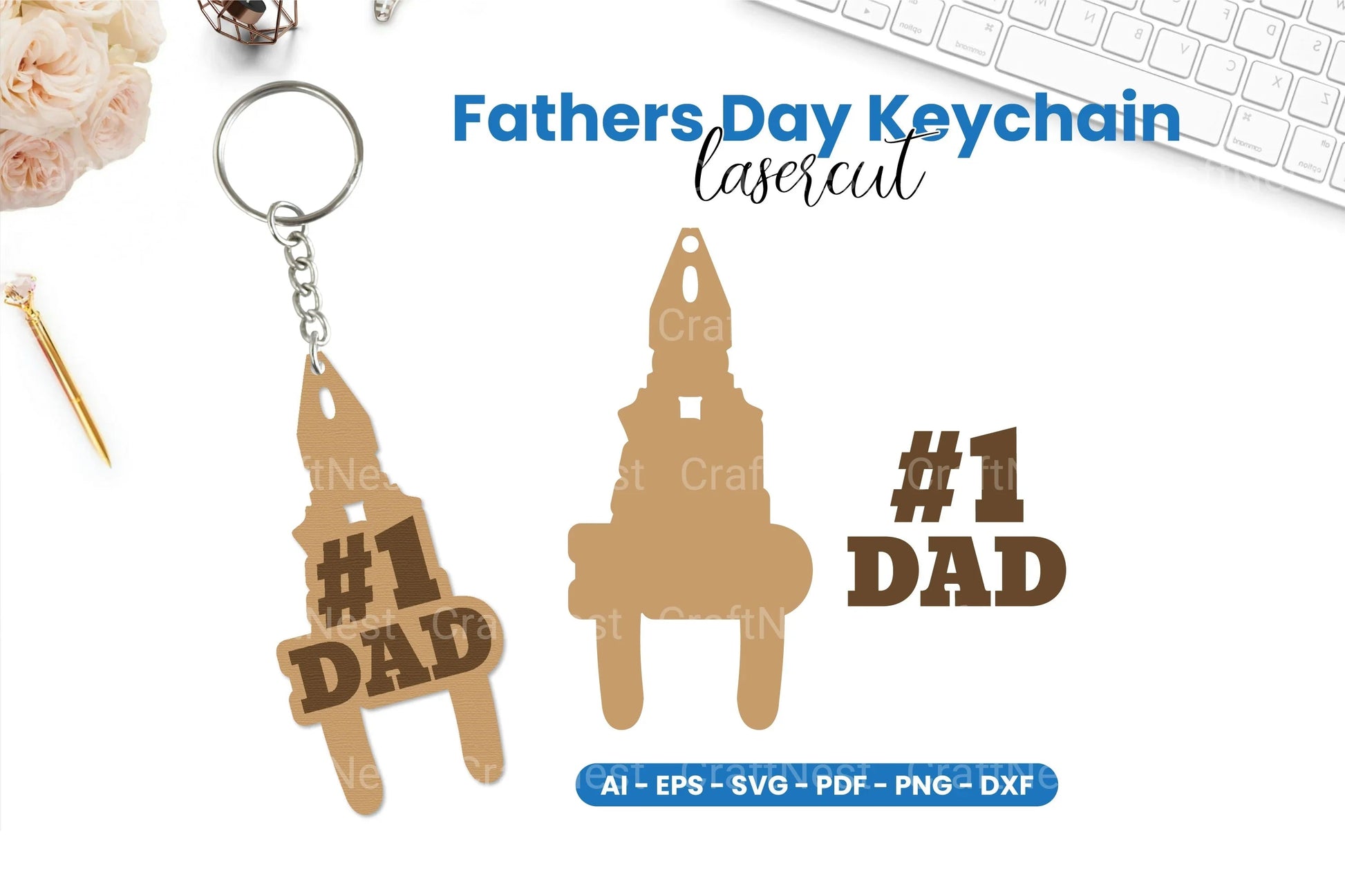 Father's Day Keychain Laser Cut SVG Bundle - CraftNest - Digital Crafting and Art