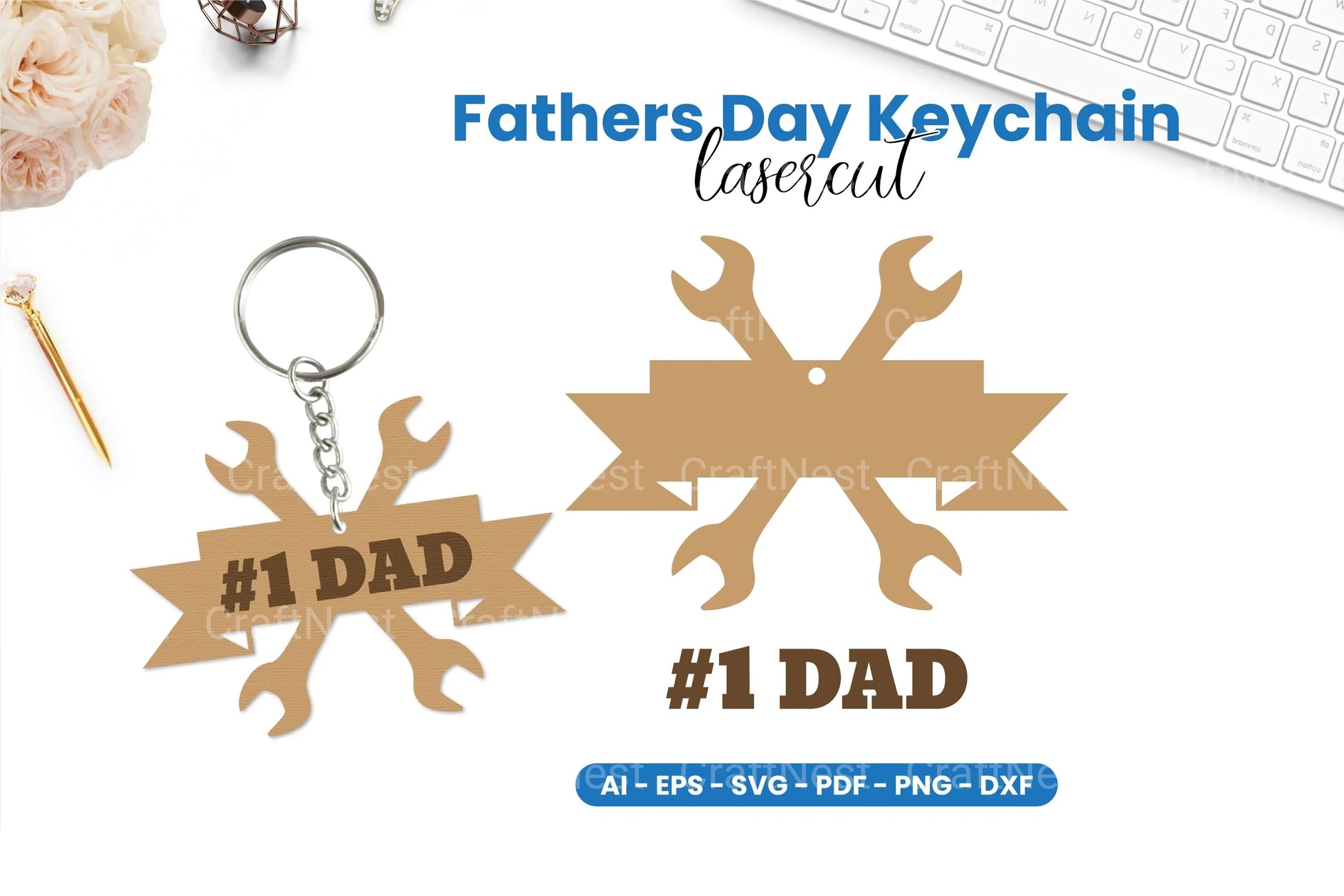 Father's Day Keychain Laser Cut SVG Bundle - CraftNest - Digital Crafting and Art
