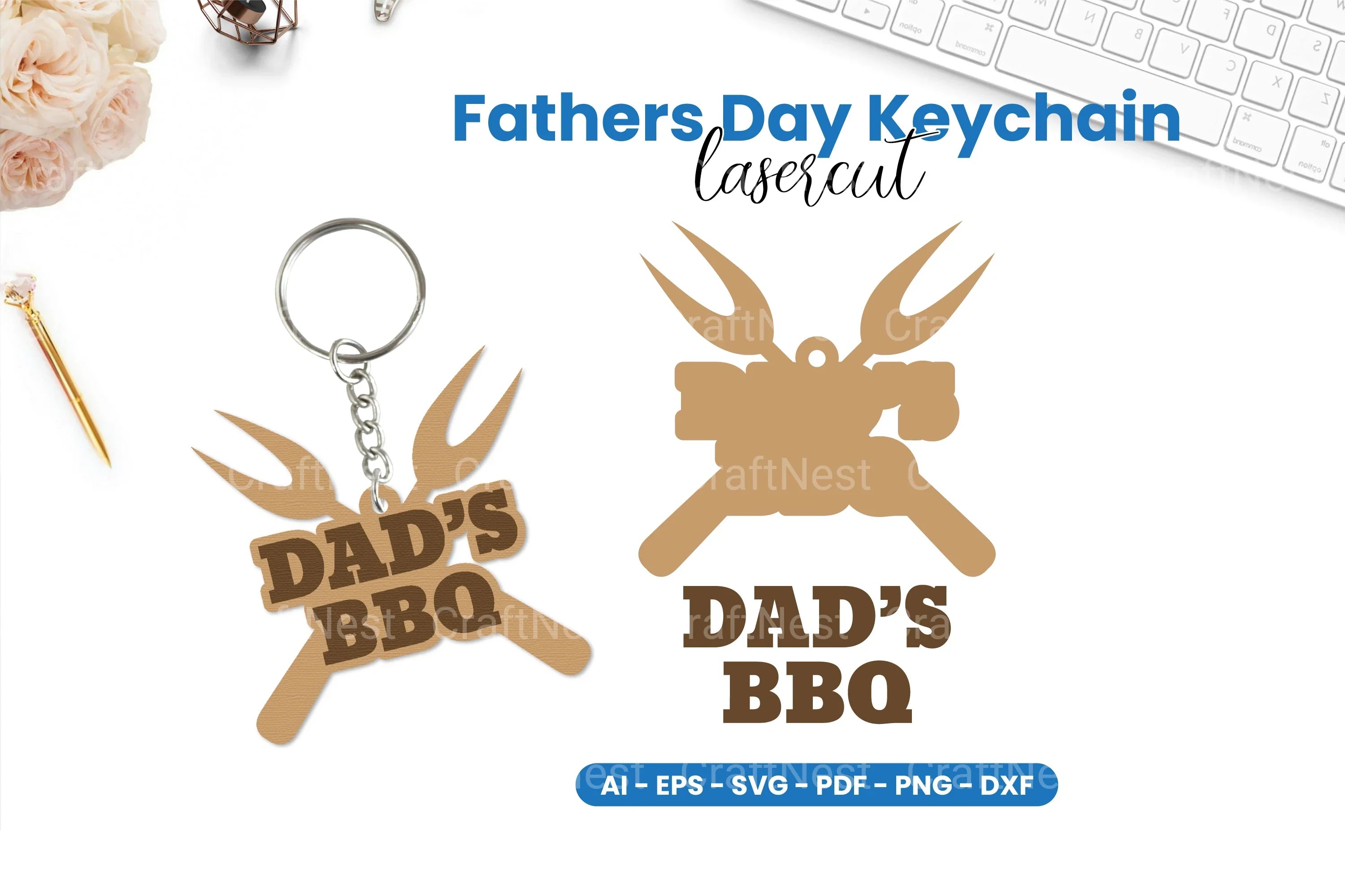 Father's Day Keychain Laser Cut SVG Bundle - CraftNest - Digital Crafting and Art