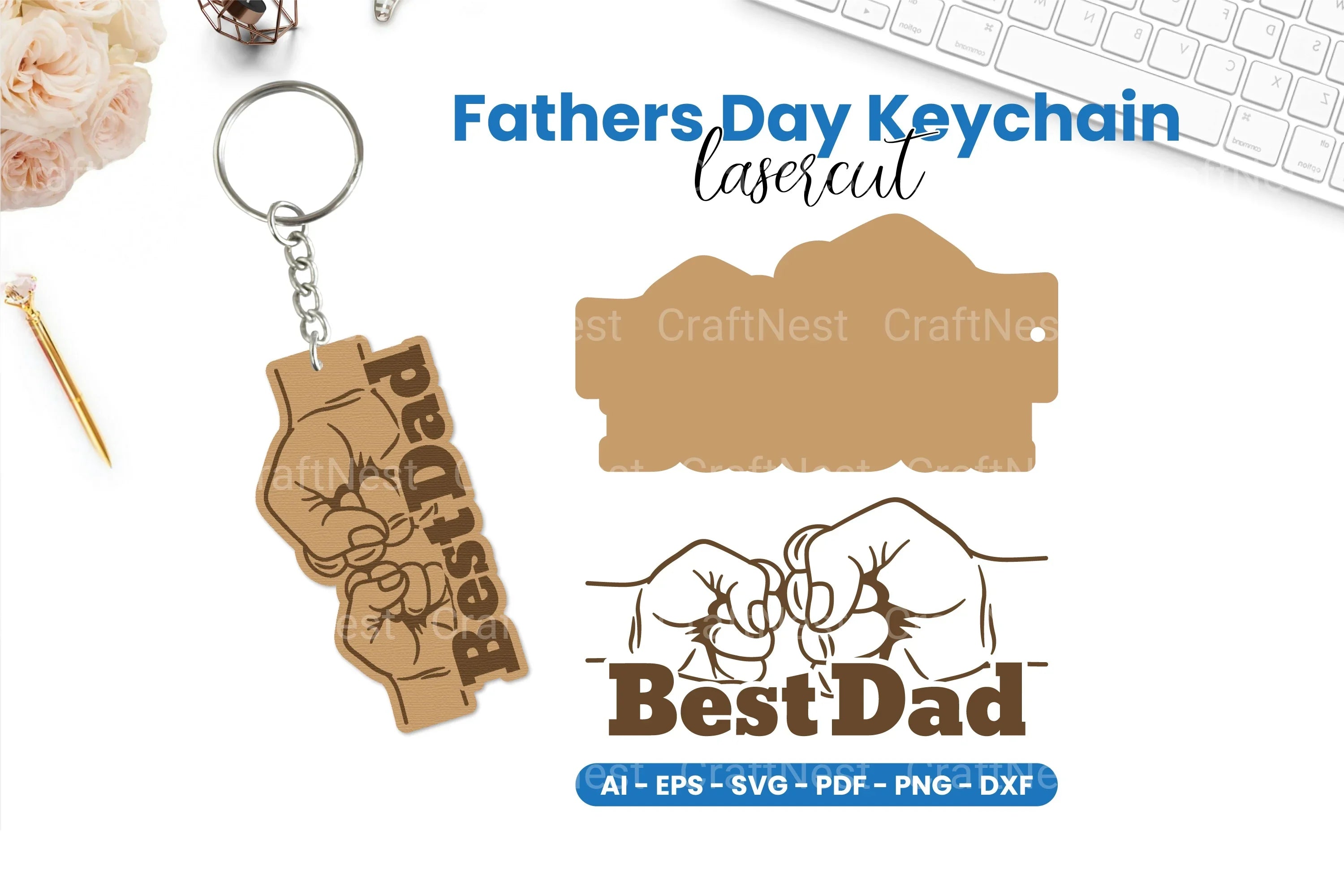 Father's Day Keychain Laser Cut SVG Bundle - CraftNest - Digital Crafting and Art