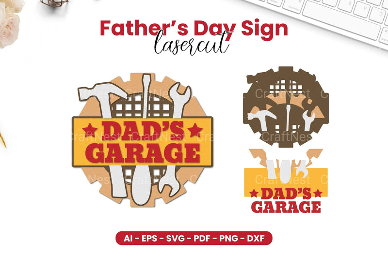 Father's Day Sign Laser Cut SVG Bundle Clipart - CraftNest - Digital Crafting and Art