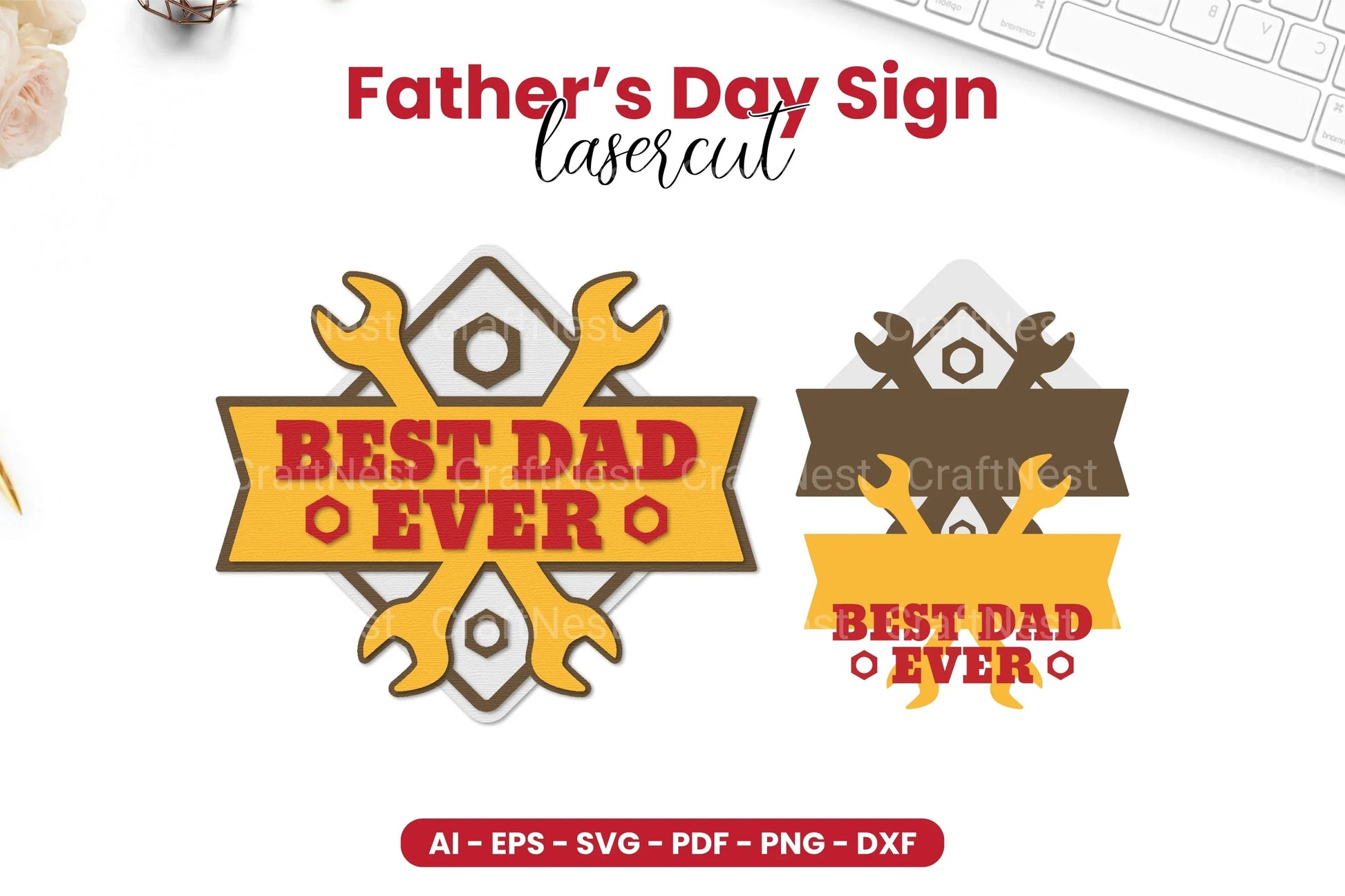 Father's Day Sign Laser Cut SVG Bundle - CraftNest - Digital Crafting and Art