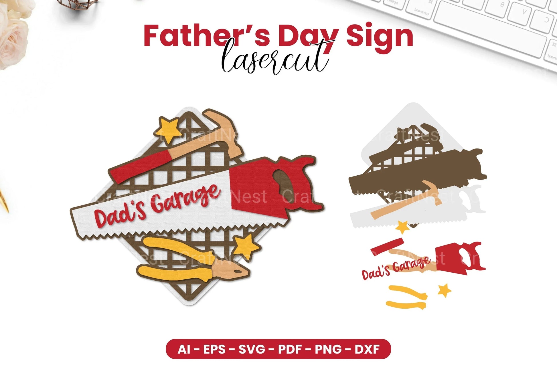 Father's Day Sign Laser Cut SVG Bundle - CraftNest - Digital Crafting and Art