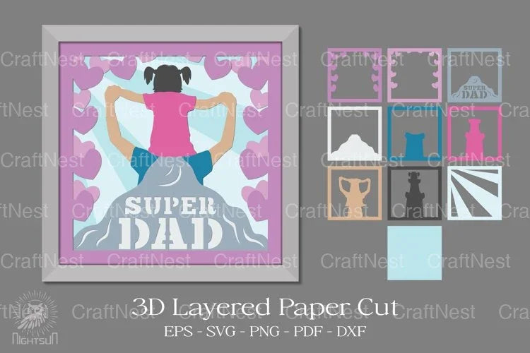 Father and Daughter Layered Papercut Clipart Bundle - CraftNest - Digital Crafting and Art