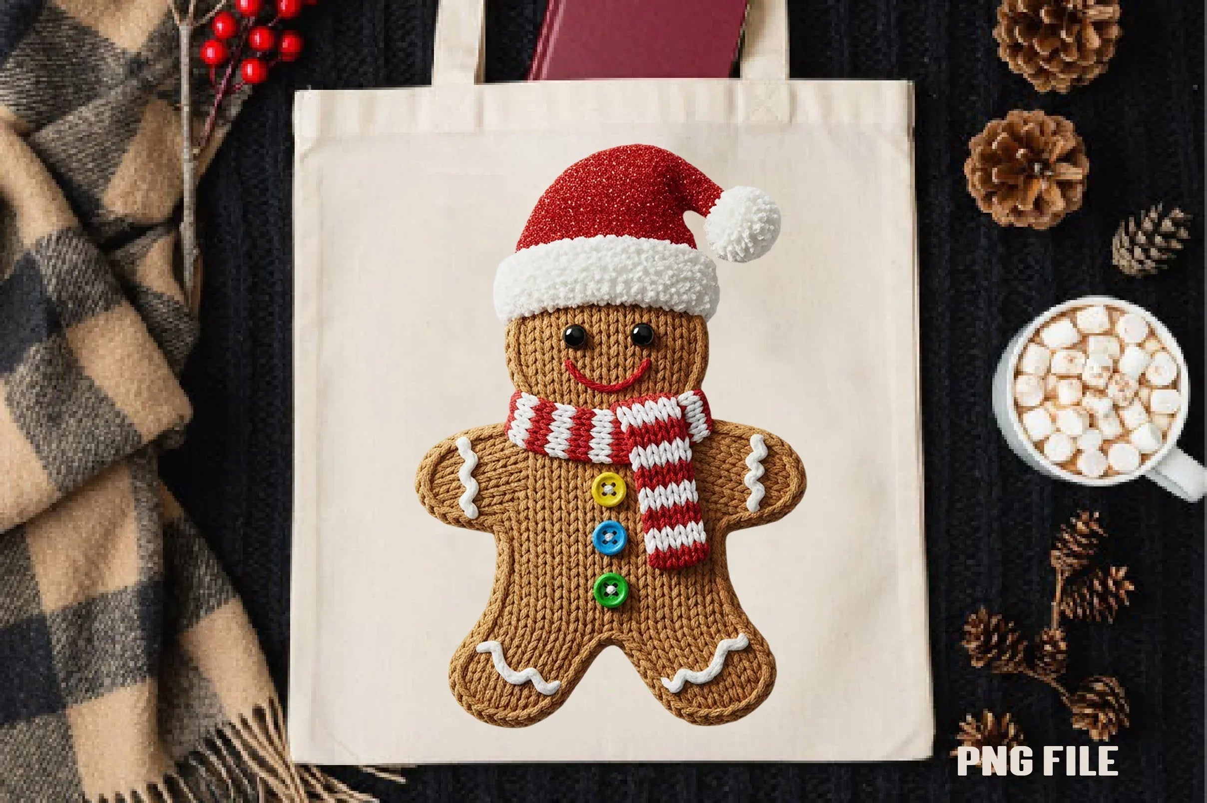 Faux Yarn Christmas Gingerbread Man Clipart Bundle - CraftNest - Digital Crafting and Art