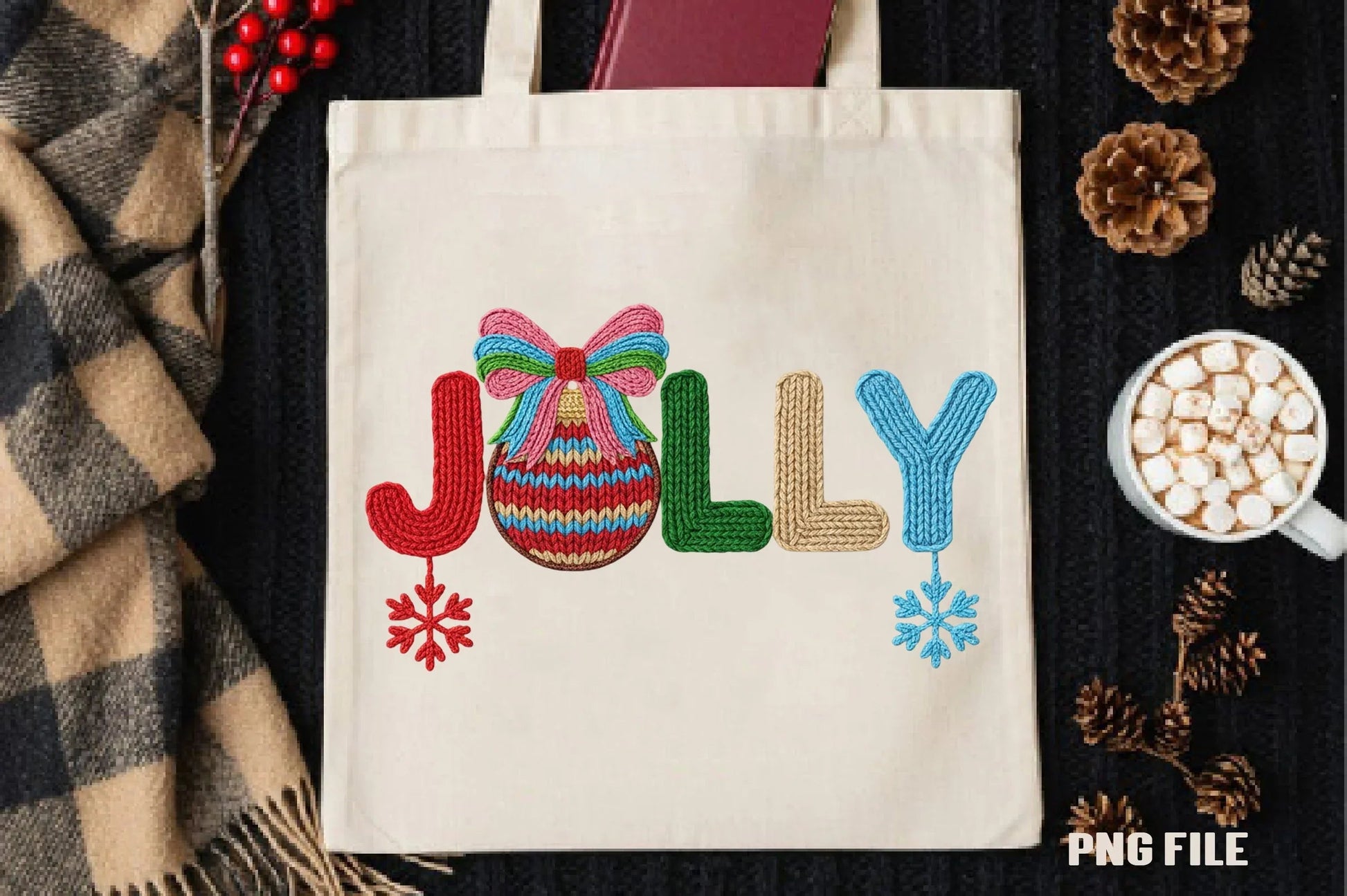 Faux Yarn Christmas Holly Jolly Clipart Bundle - CraftNest - Digital Crafting and Art