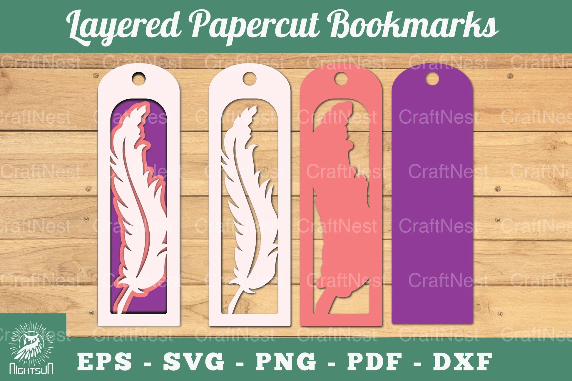 Feather Layered Papercut Bookmarks Clipart Bundle - CraftNest - Digital Crafting and Art