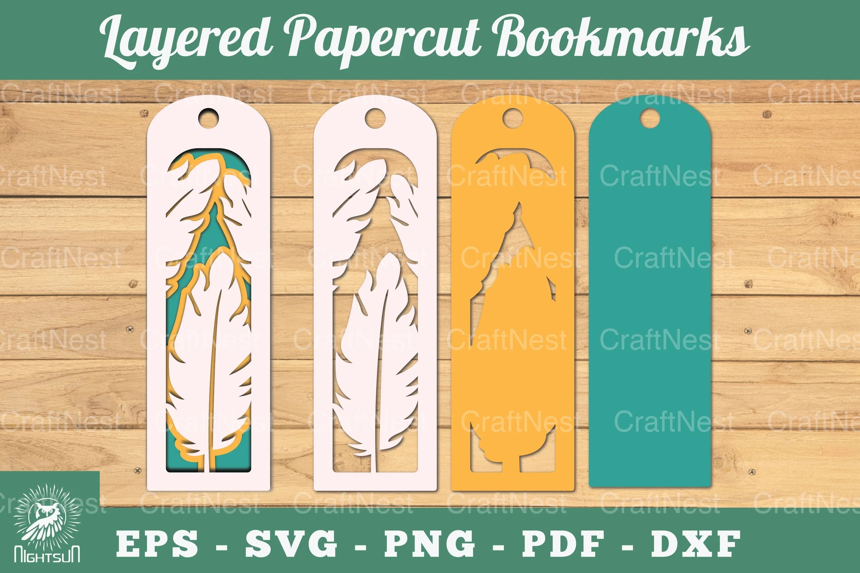Feather Layered Papercut Bookmarks Clipart Bundle - CraftNest - Digital Crafting and Art