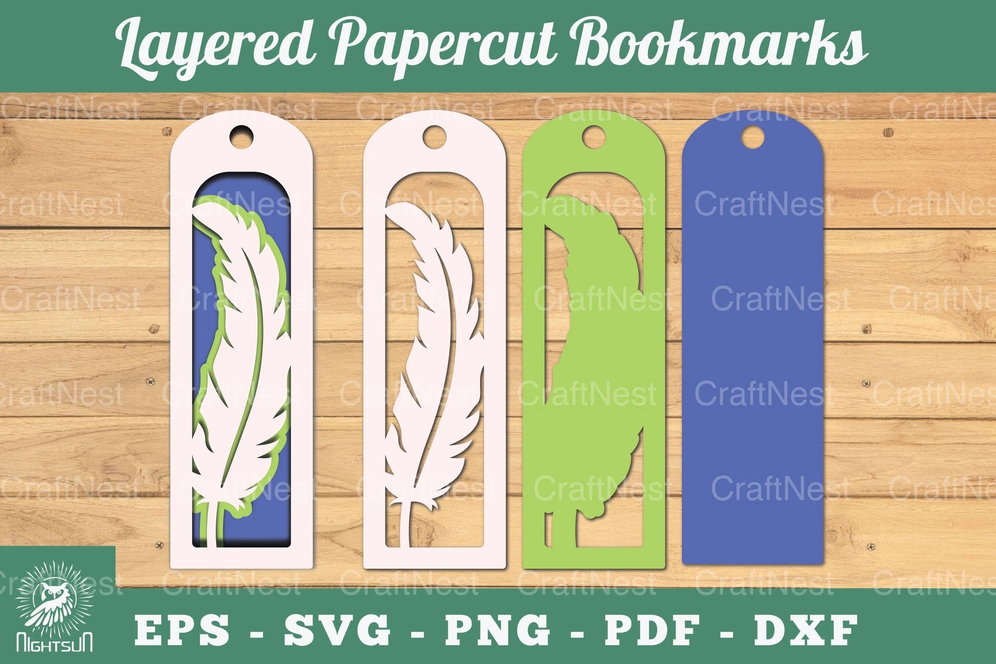 Feather Layered Papercut Bookmarks Clipart Bundle - CraftNest - Digital Crafting and Art