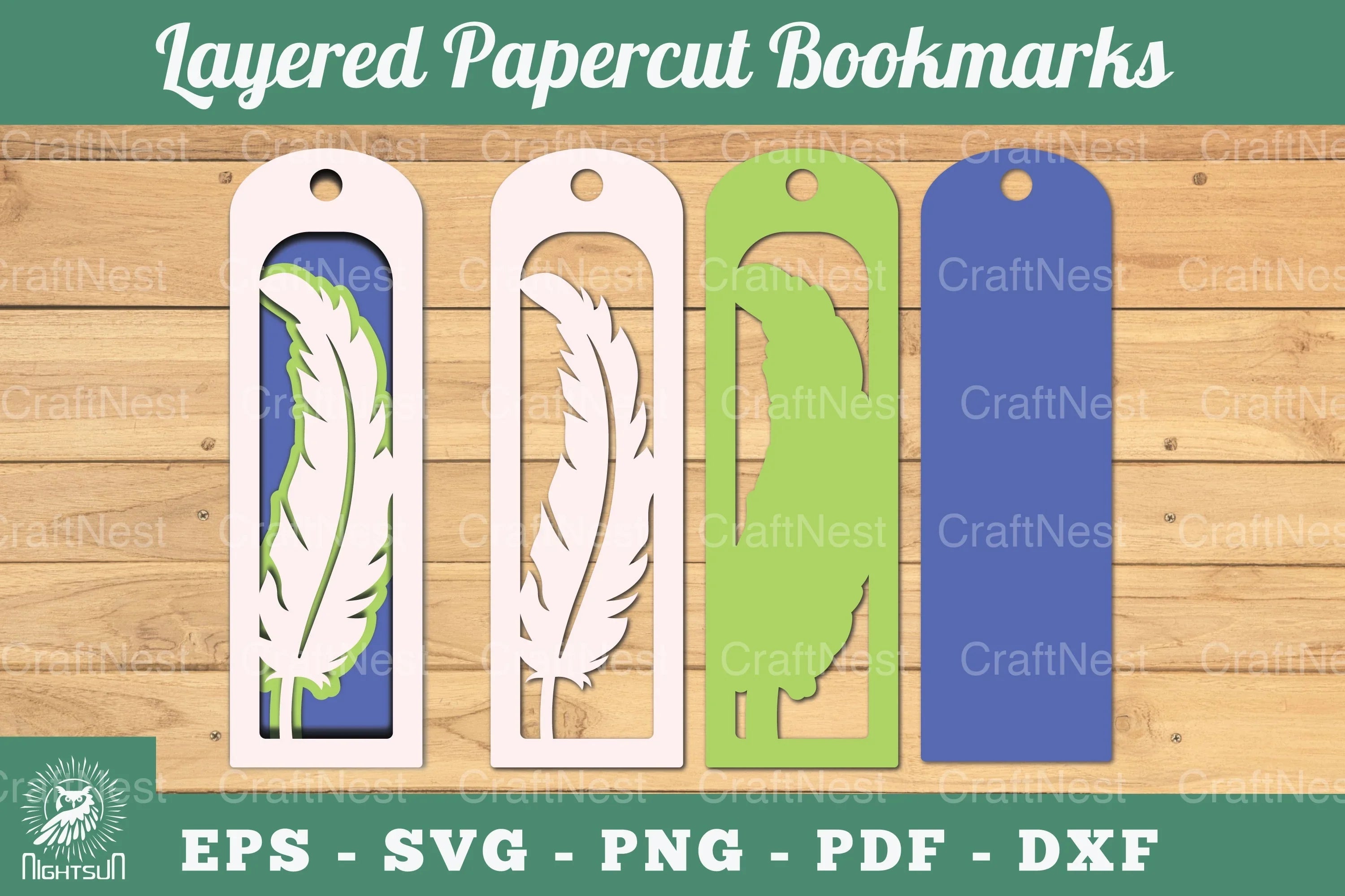 Feather Layered Papercut Bookmarks Clipart Bundle - CraftNest - Digital Crafting and Art