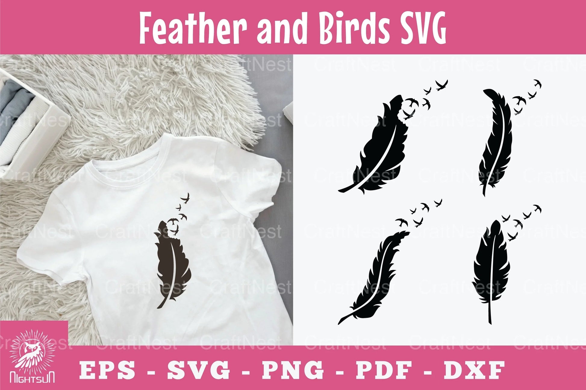 Feather and Bird Silhouette Clipart Bundle - CraftNest - Digital Crafting and Art