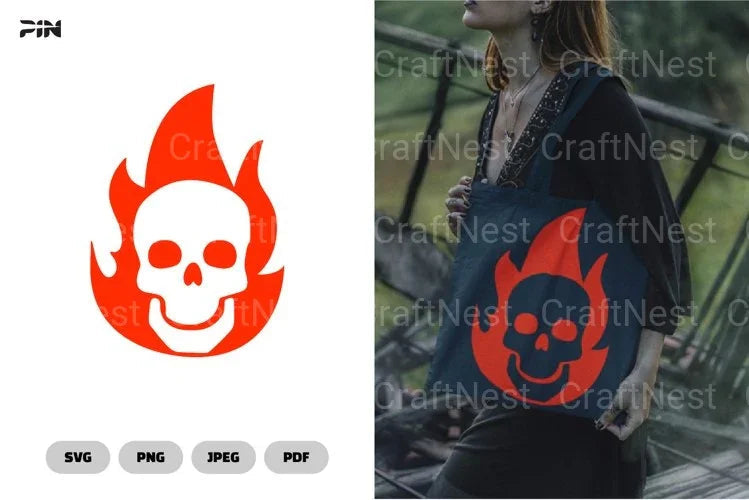 Fire Skull Totebag Clipart Bundle - CraftNest - Digital Crafting and Art