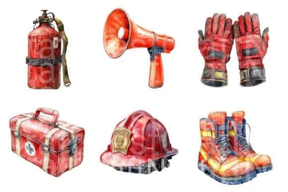 Fireman Fire Station Clipart Bundle - CraftNest - Digital Crafting and Art