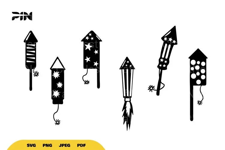 Fireworks Rocket Silhouette SVG Bundle - CraftNest - Digital Crafting and Art