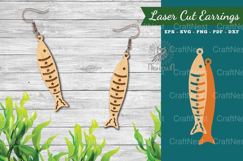 Fish Laser Cut Earrings Design Bundle - CraftNest - Digital Crafting and Art