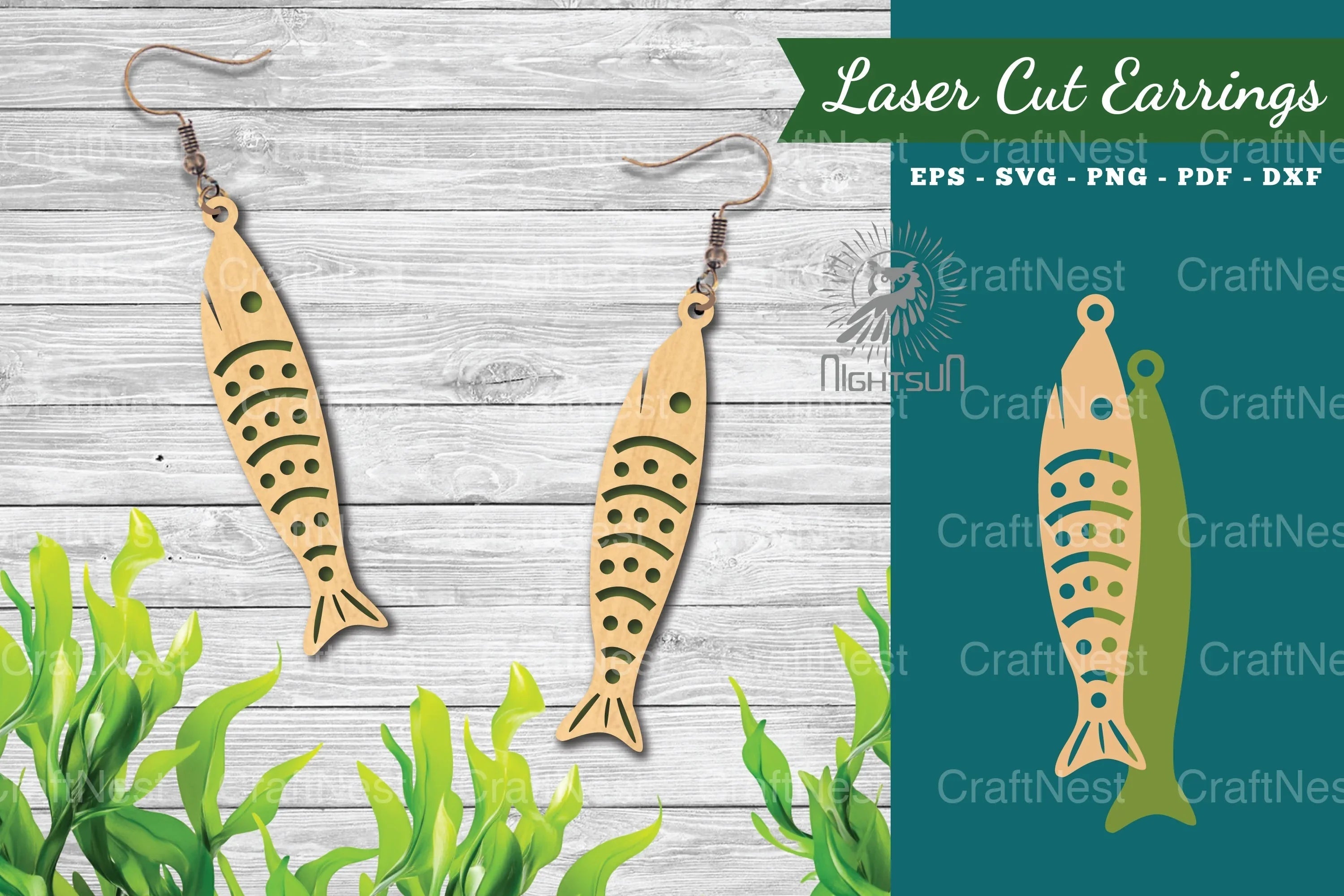 Fish Laser Cut Earrings Design Bundle - CraftNest - Digital Crafting and Art