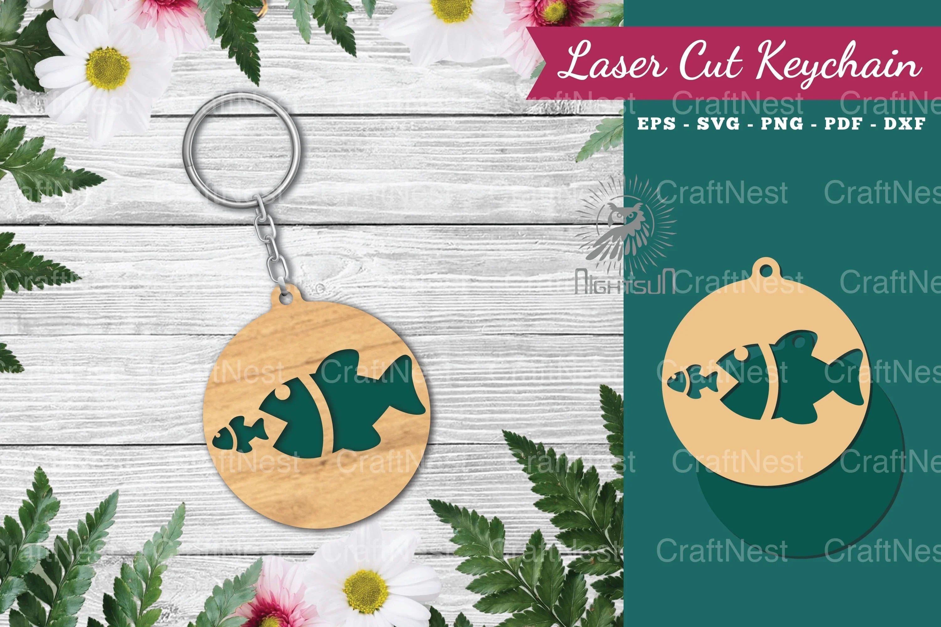 Fish Laser Cut Keychain Design Bundle - CraftNest - Digital Crafting and Art