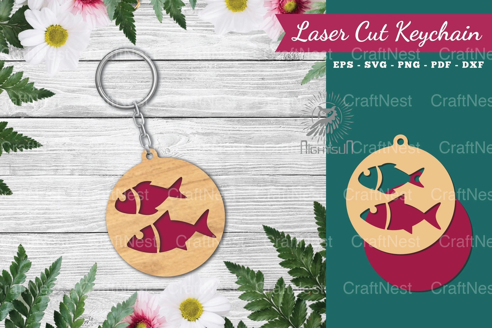 Fish Laser Cut Keychain Design Bundle - CraftNest - Digital Crafting and Art