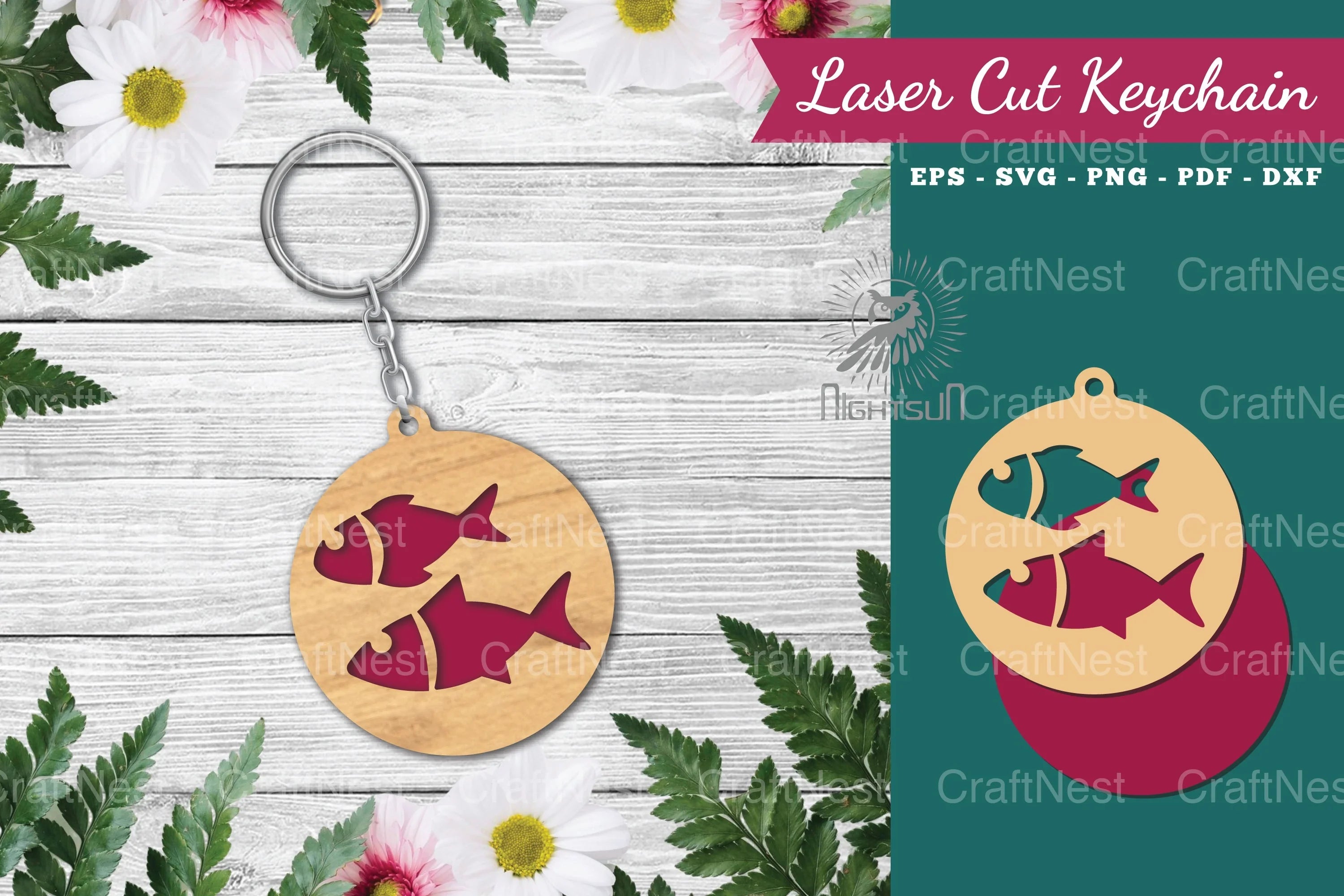 Fish Laser Cut Keychain Design Bundle - CraftNest - Digital Crafting and Art