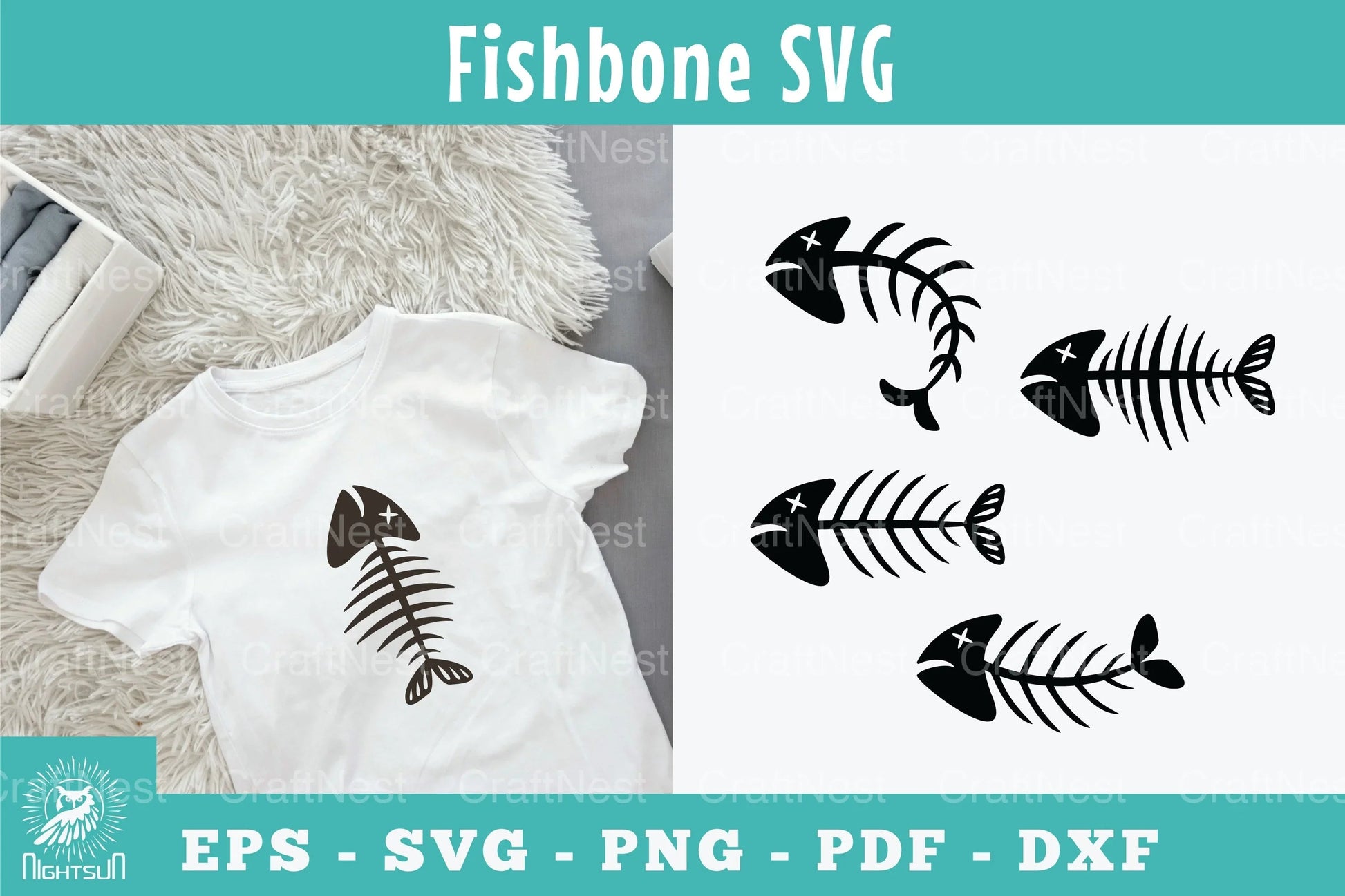 Fishbone Silhouette Clipart Bundle - CraftNest - Digital Crafting and Art