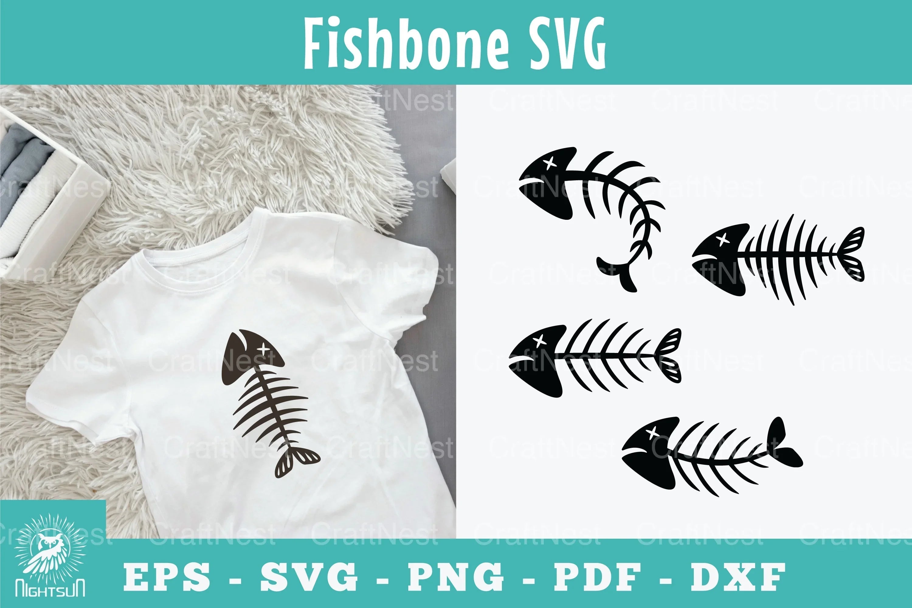 Fishbone Silhouette Clipart Bundle - CraftNest - Digital Crafting and Art