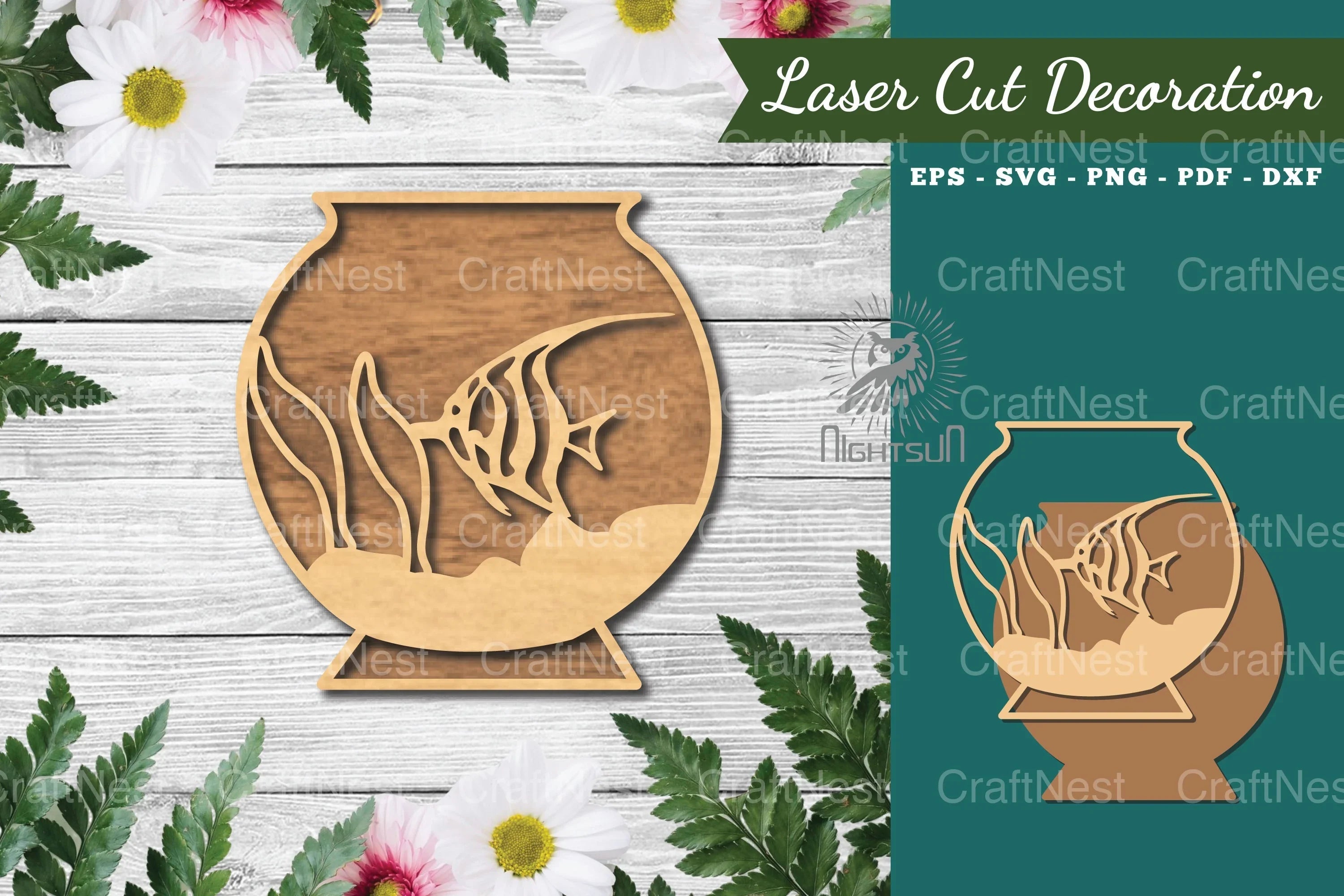 Fish in Bowl Laser Cut Decoration Clipart Bundle - CraftNest - Digital Crafting and Art