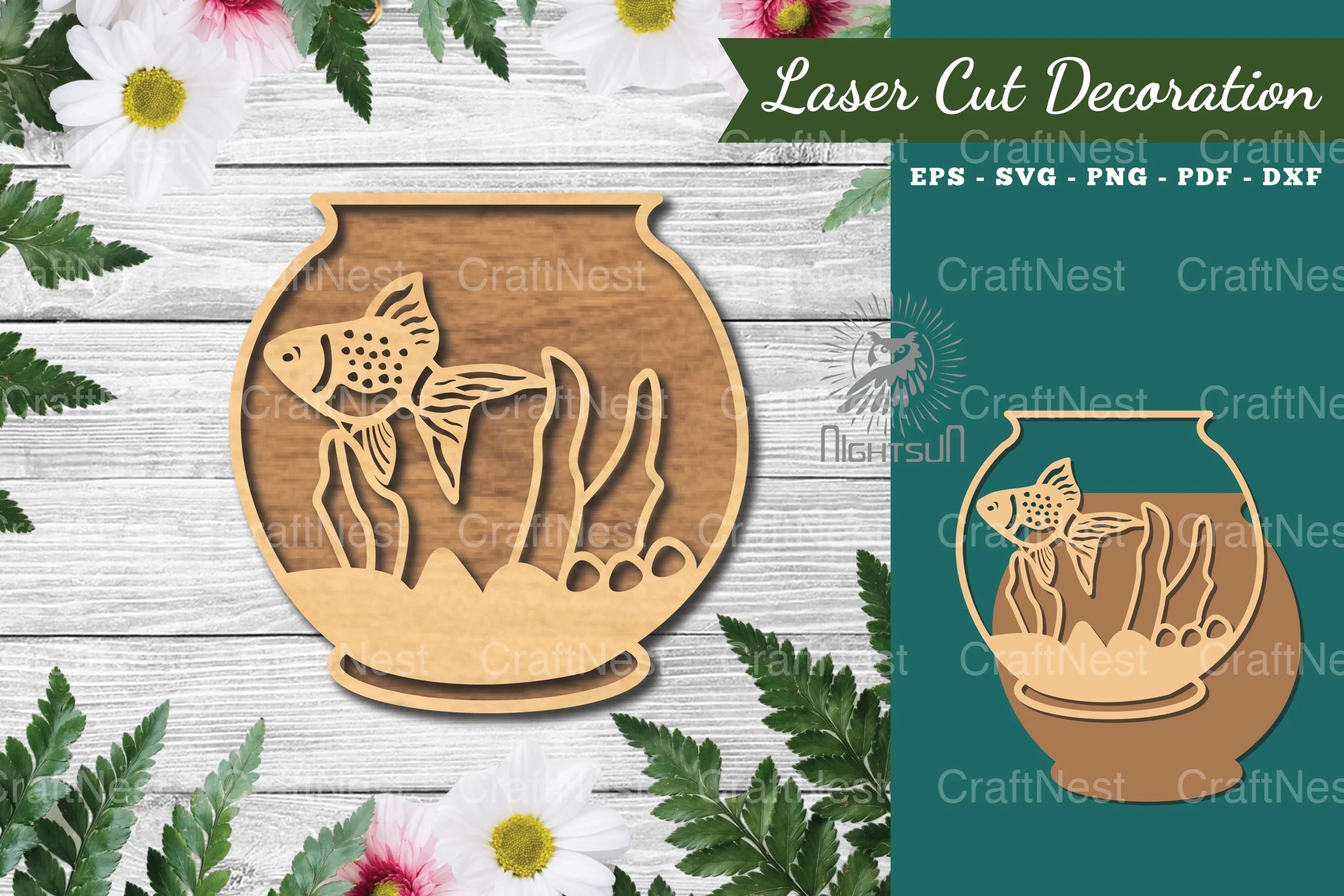 Fish in Bowl Laser Cut Decoration Clipart Bundle - CraftNest - Digital Crafting and Art