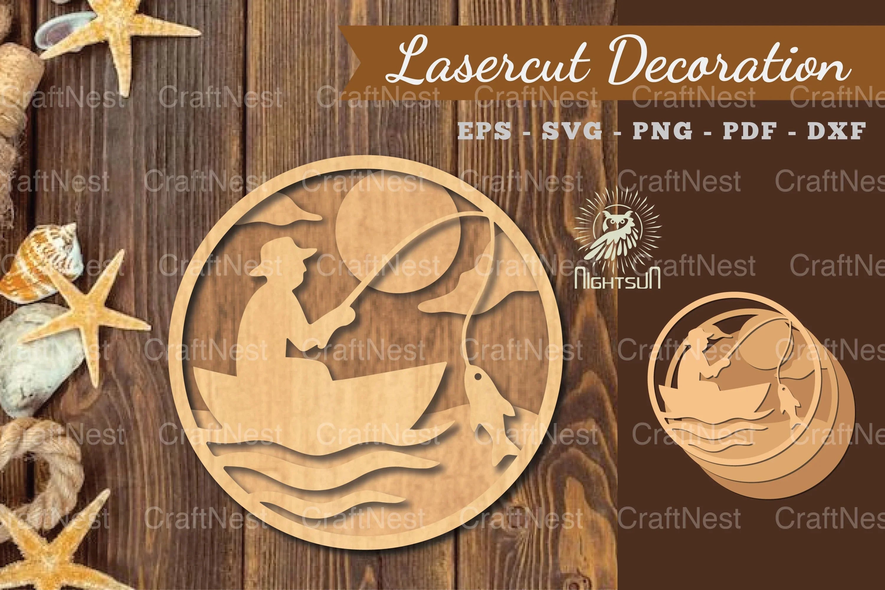 Fishing Round Lasercut Decoration Clipart Bundle - CraftNest - Digital Crafting and Art