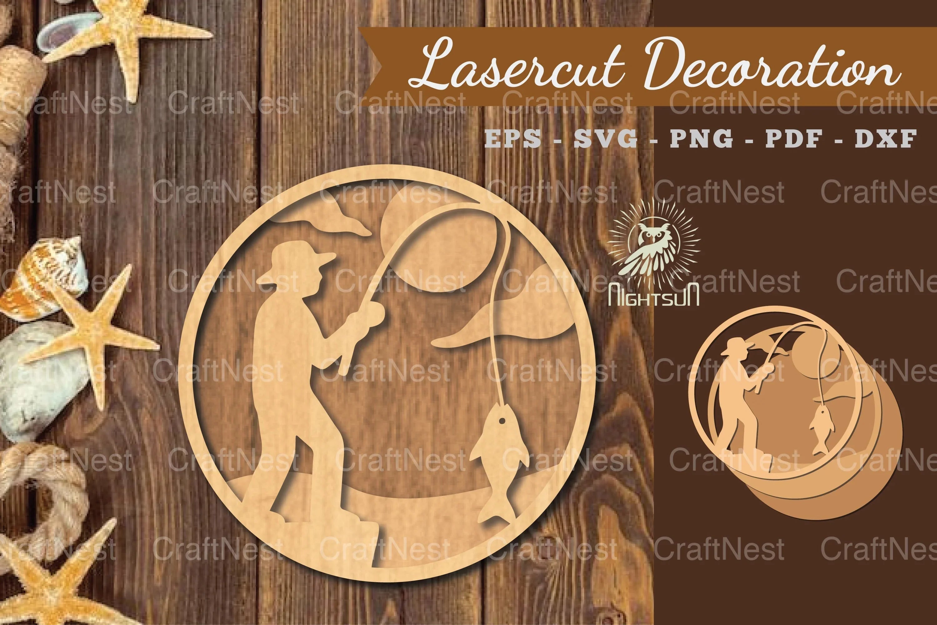 Fishing Round Lasercut Decoration Clipart Bundle - CraftNest - Digital Crafting and Art