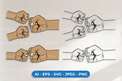Fist Bump Fathers and Kids SVG Bundle - CraftNest - Digital Crafting and Art